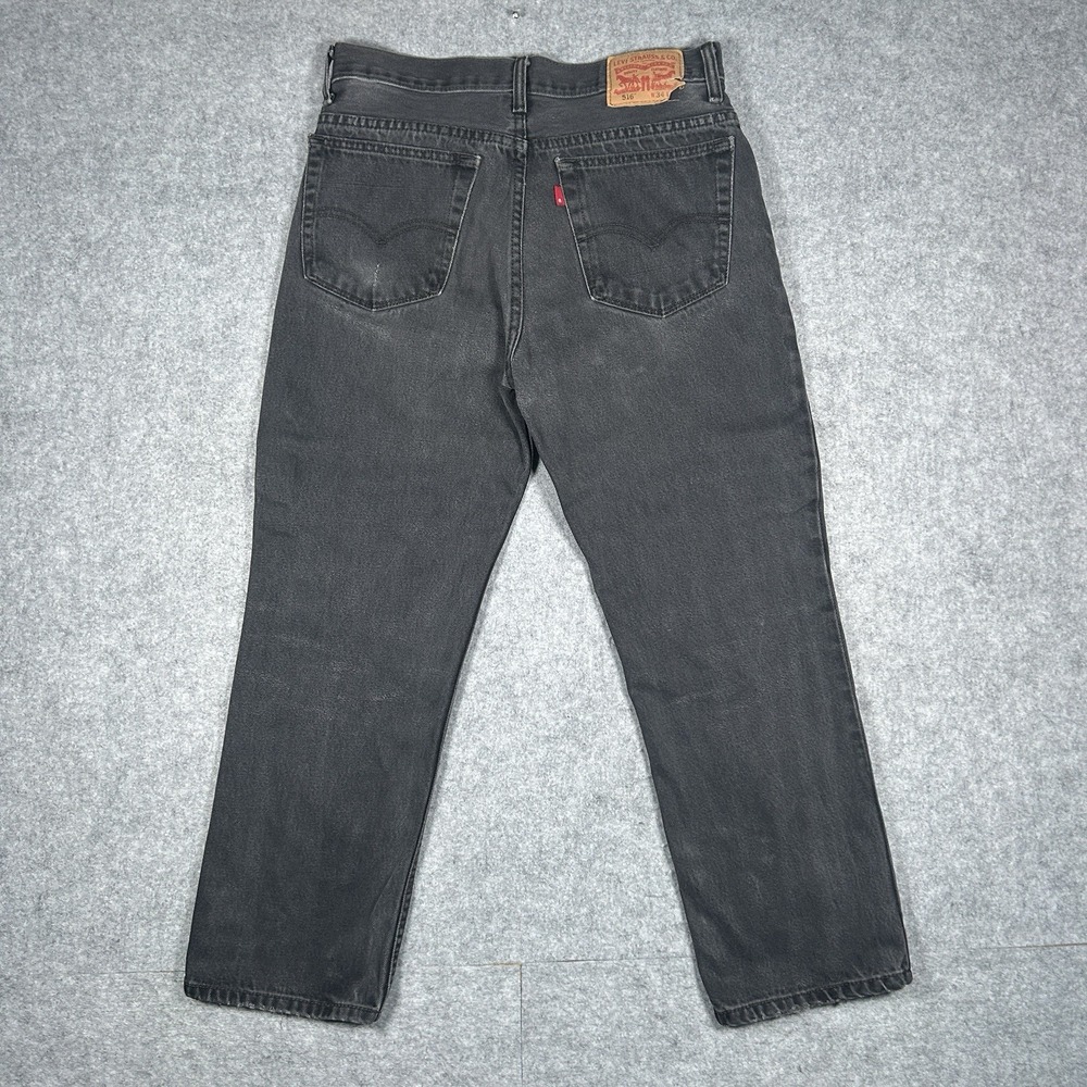 Levis 516 Denim Jeans Men's Size 34(30x26) Black‎ Straight Like 2000s
